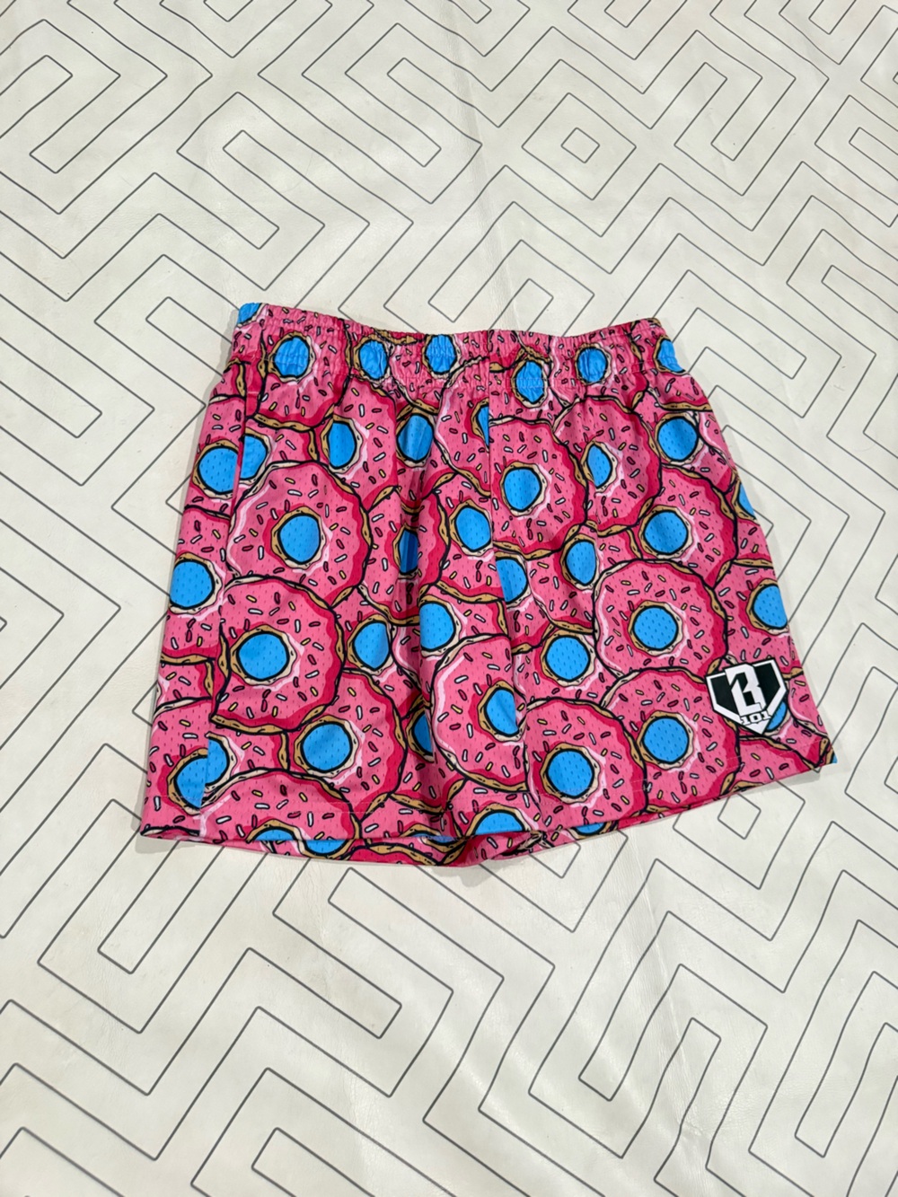 Baseball Lifestyle 101 Pink Donut Print Mesh Shorts